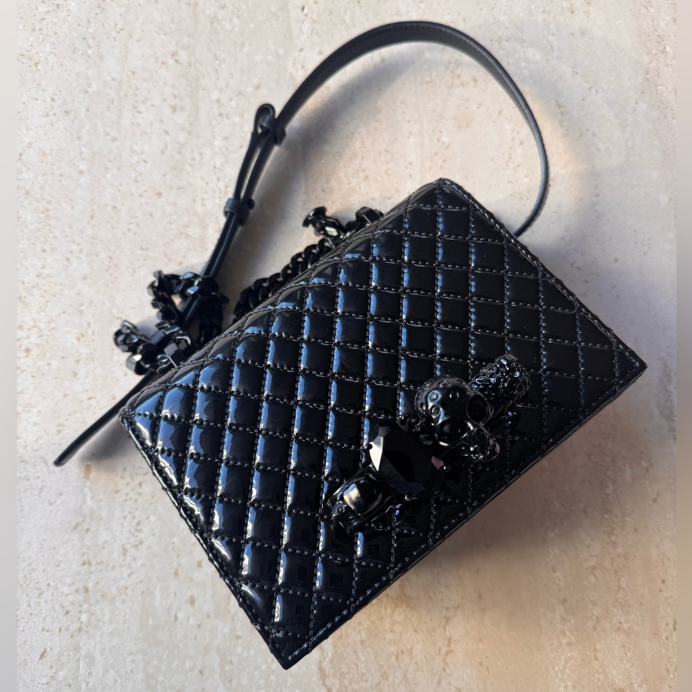 Alexander McQueen Shiny Black Quilted Mini Bag
